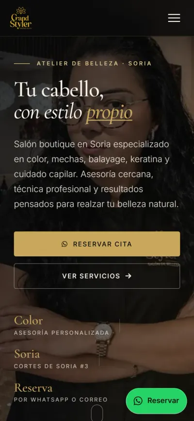 Web de Grand Styler en celular