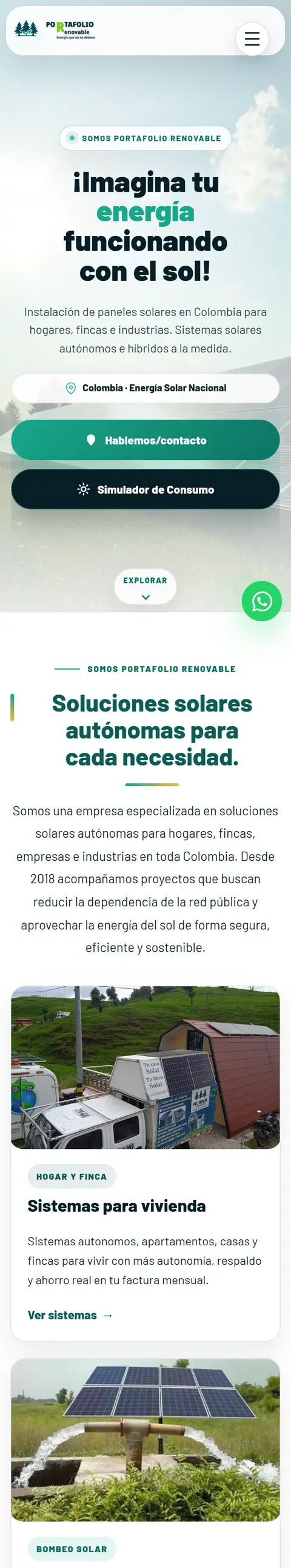Captura de la web de Portafolio Renovable en celular